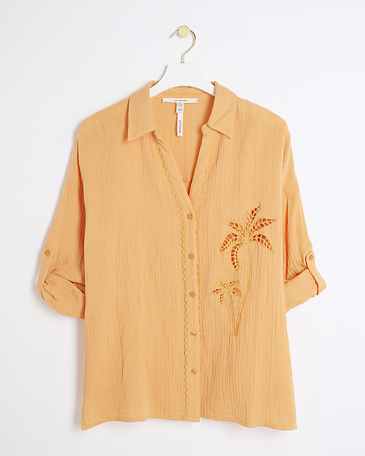 Orange textured beach shirt