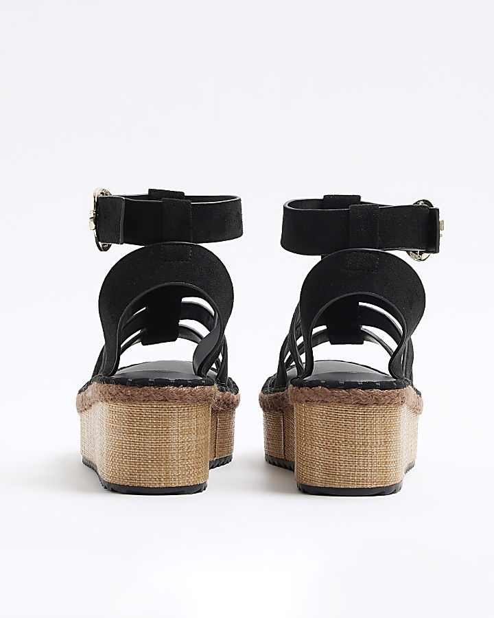 Black wide fit Gladiator flatform sandals