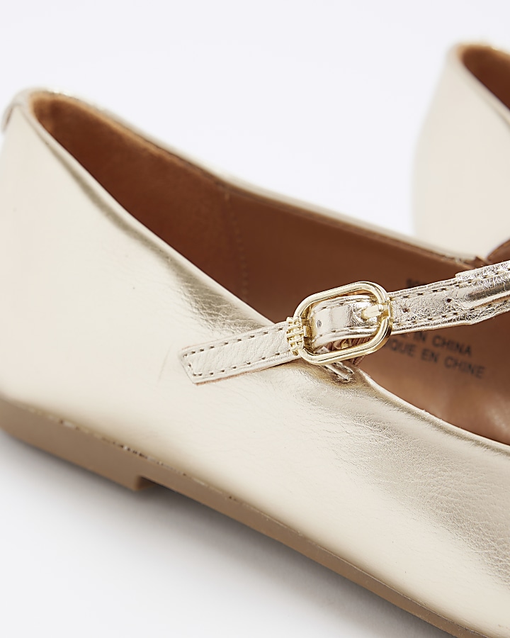 Gold mary jane ballet pumps