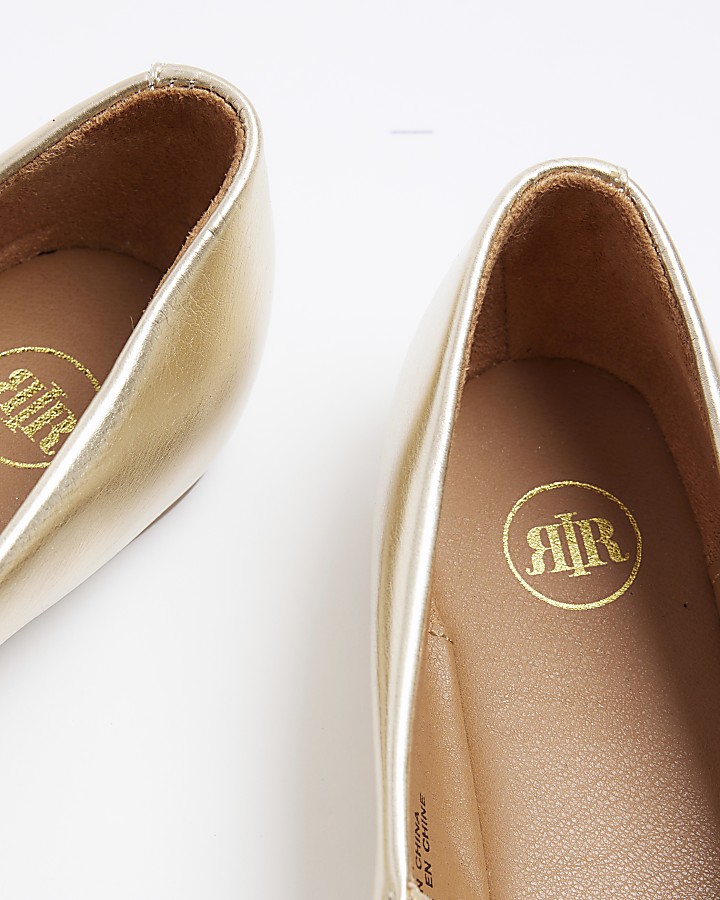 Gold mary jane ballet pumps