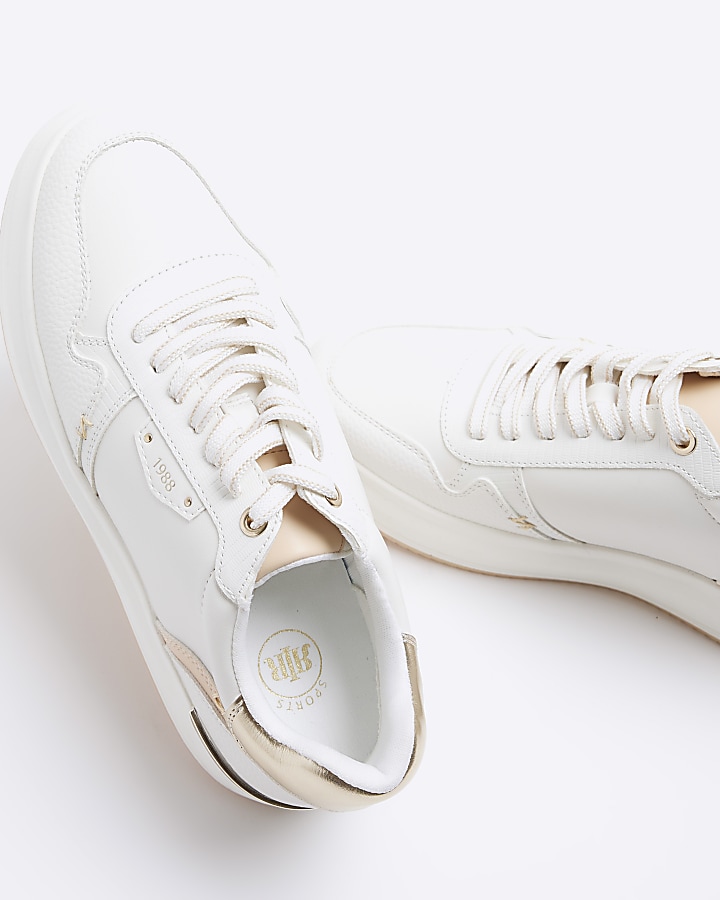 White panel lace up trainers | River Island
