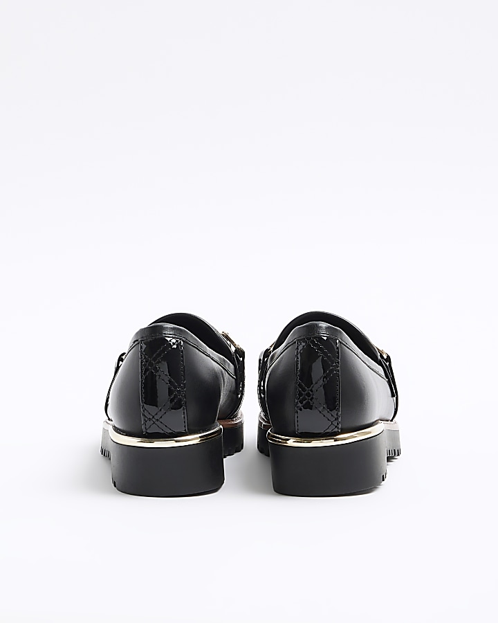 Black quilted chain loafers | River Island