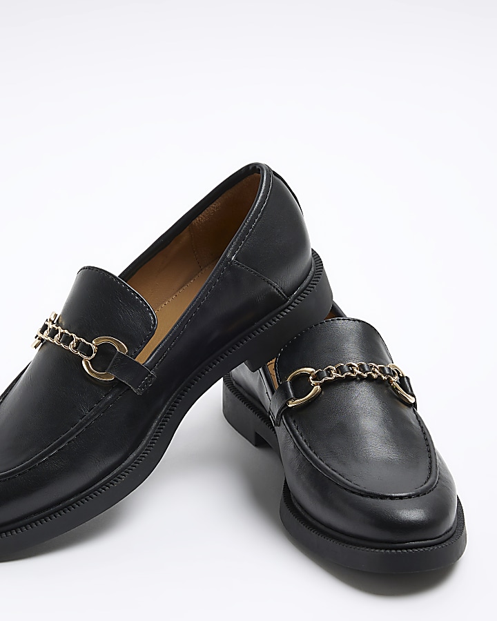Black Chain Loafers | River Island