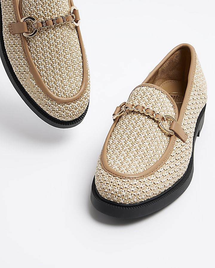 Cream snaffle flat loafers
