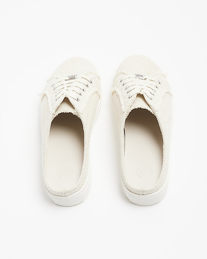 Cream Backless Trainers