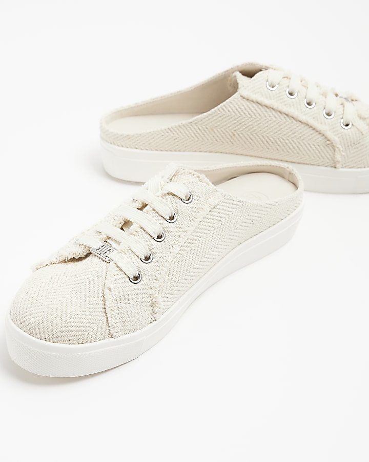 Cream Backless Trainers