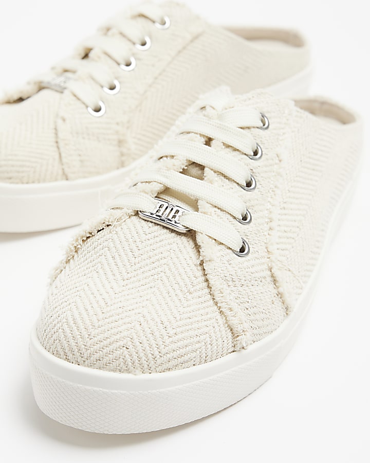 Cream Backless Trainers