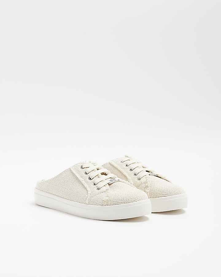 Cream Backless Trainers | River Island