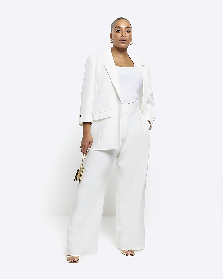 Pleated Wide Leg Pants White