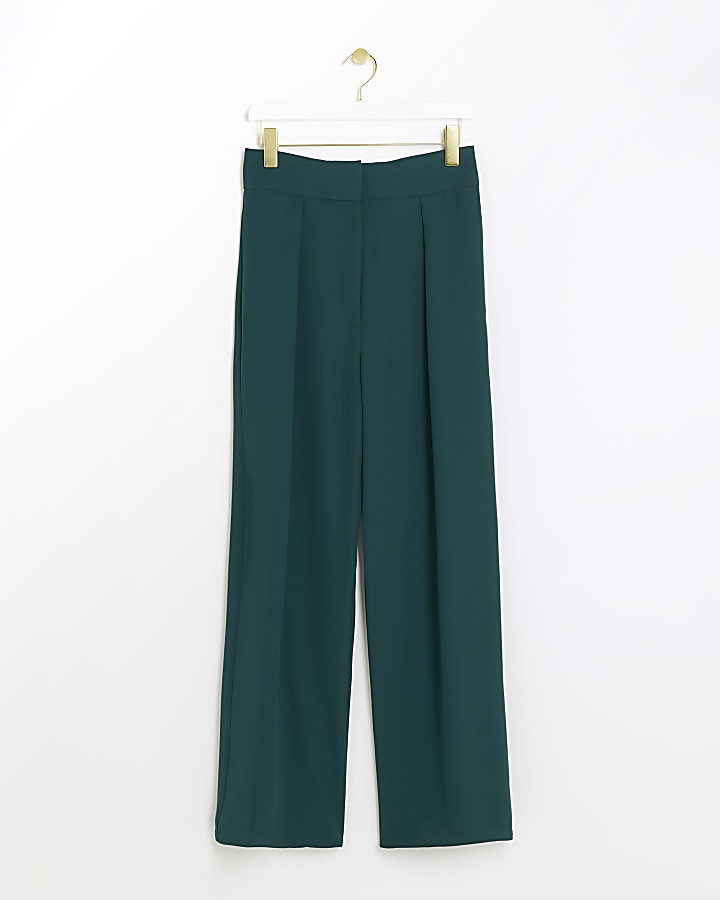 Green high waisted wide leg trousers