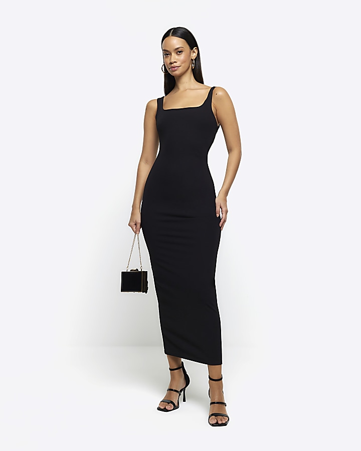 Black Ruched Side Dress