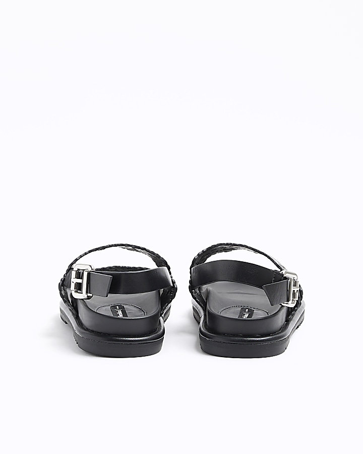 Black laser cut chunky sandals