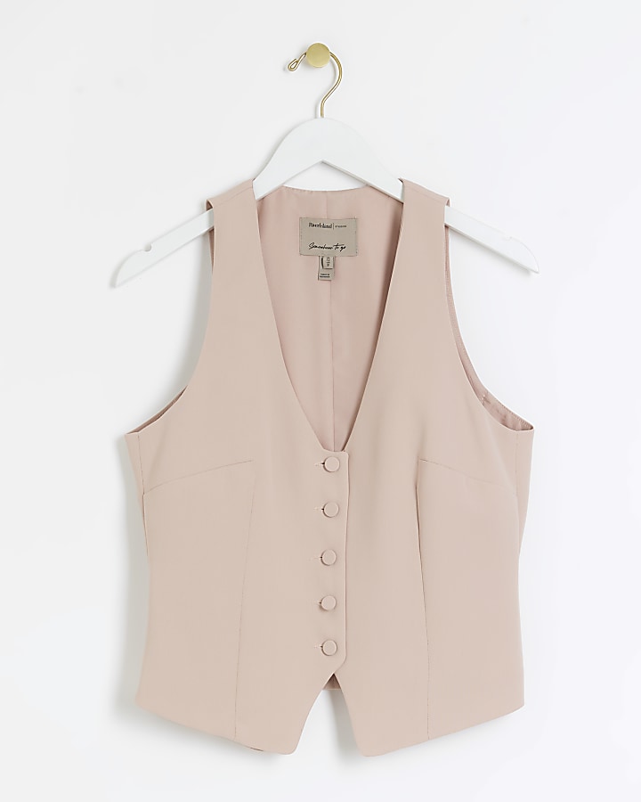 Pink button front waistcoat