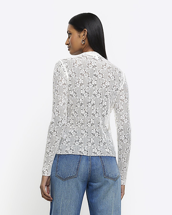 Cream lace long sleeve top