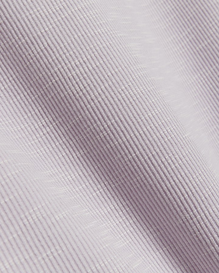 Purple rib lace long sleeve top