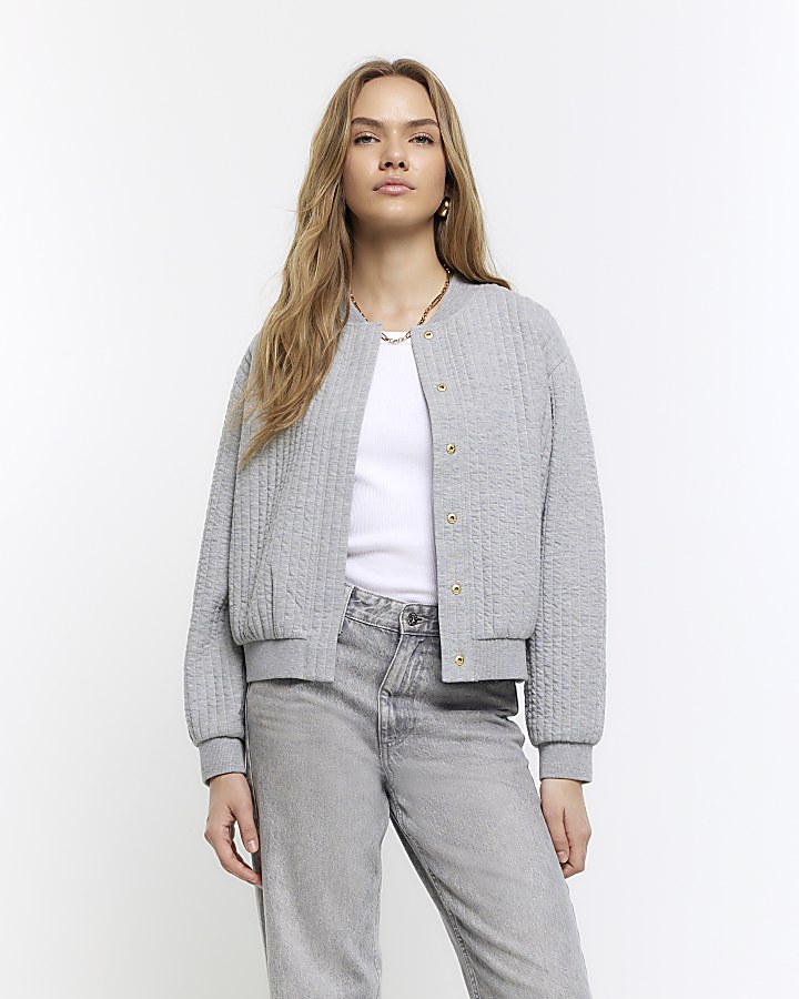 Light grey bomber jacket womens sale