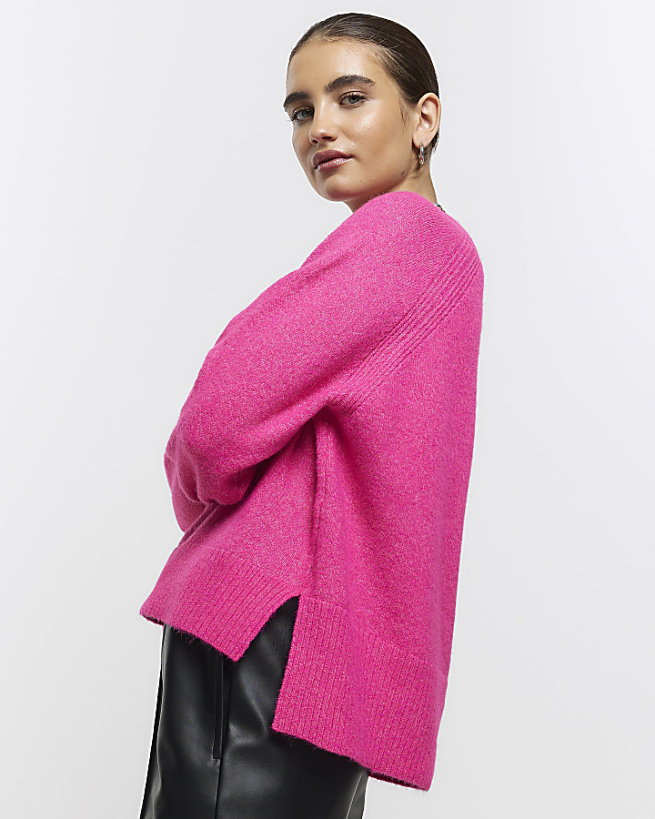 Bright Pink knit jumper River Island