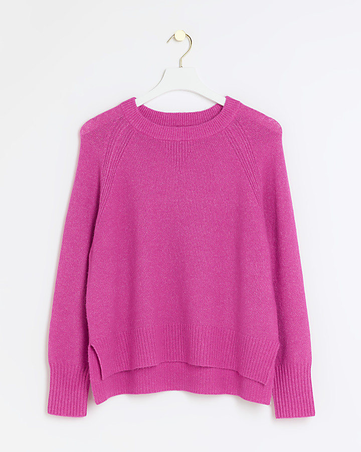 Bright Pink knit jumper | River Island