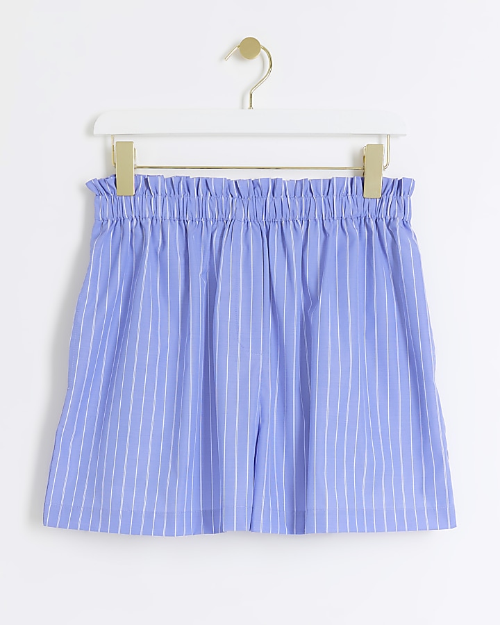 Blue stripe pull on shorts