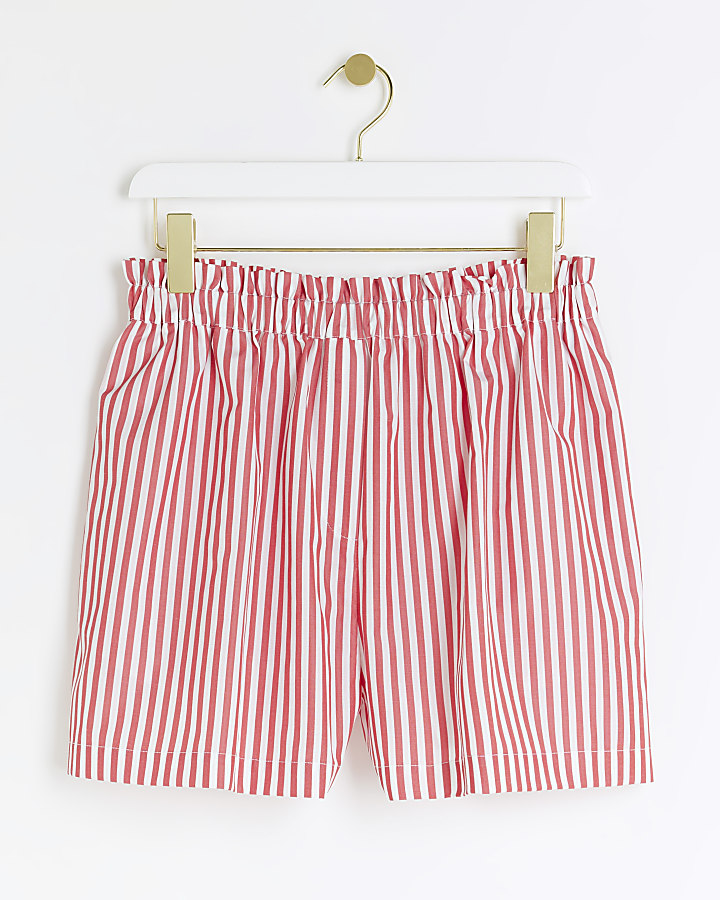 Red stripe pull on shorts