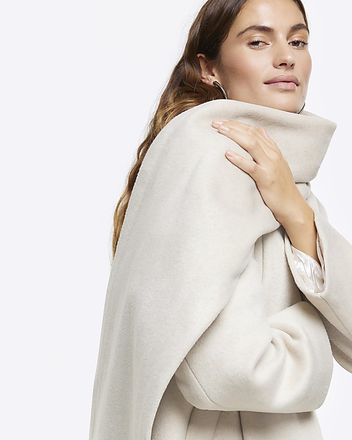 Beige RI Studio scarf longline coat