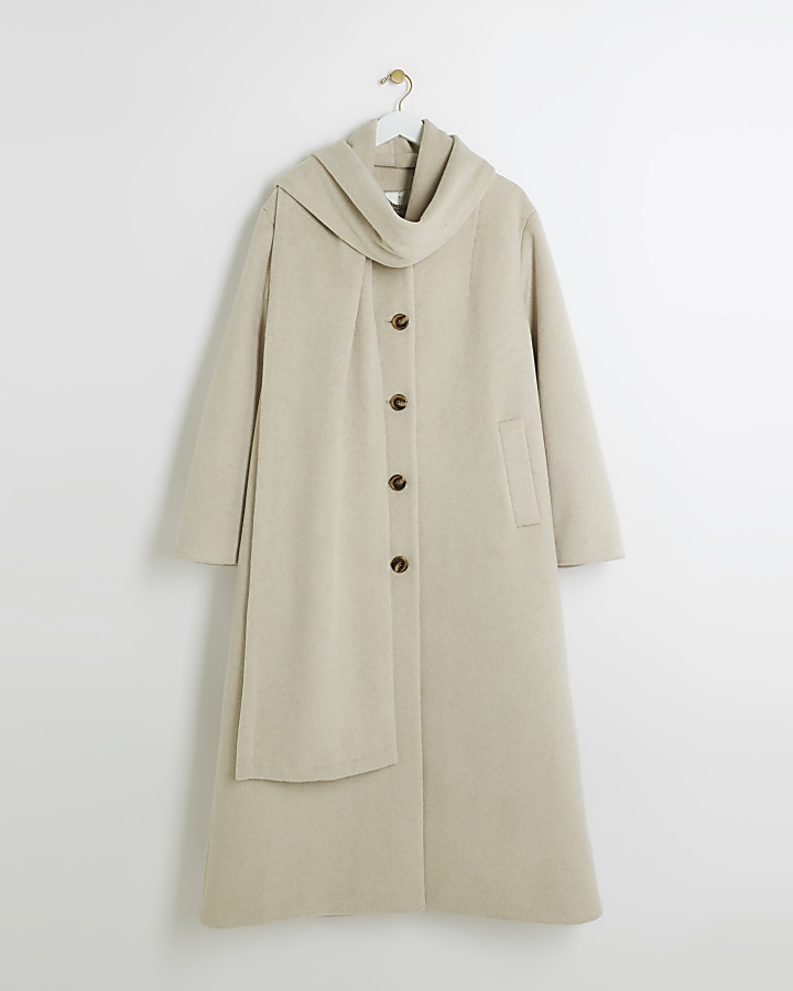 Beige RI Studio scarf longline coat