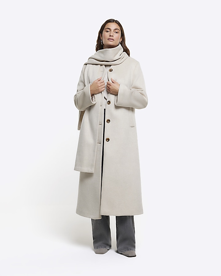 Beige RI Studio scarf longline coat