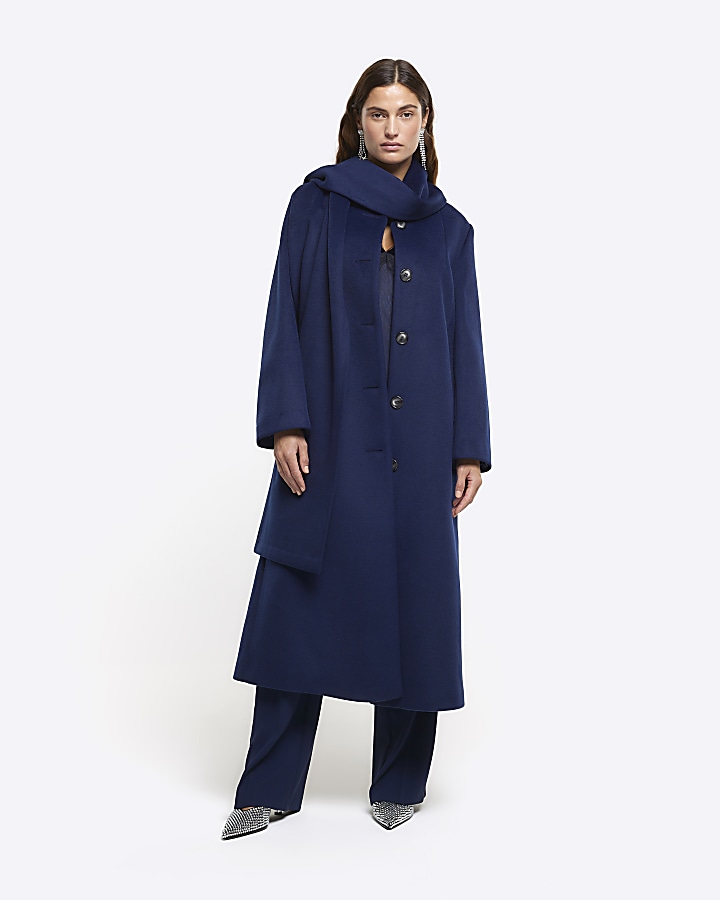 River island shop navy coat