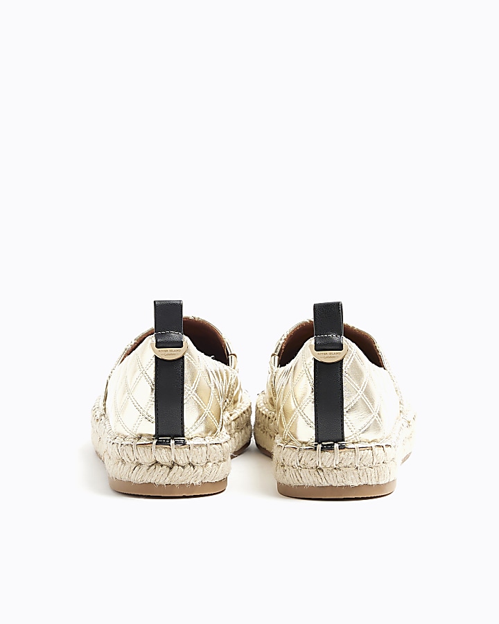 Gold Quilted Espadrille Shoes