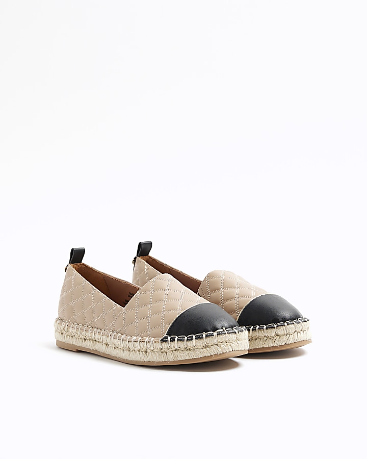 Beige Quilted Espadrille Shoes
