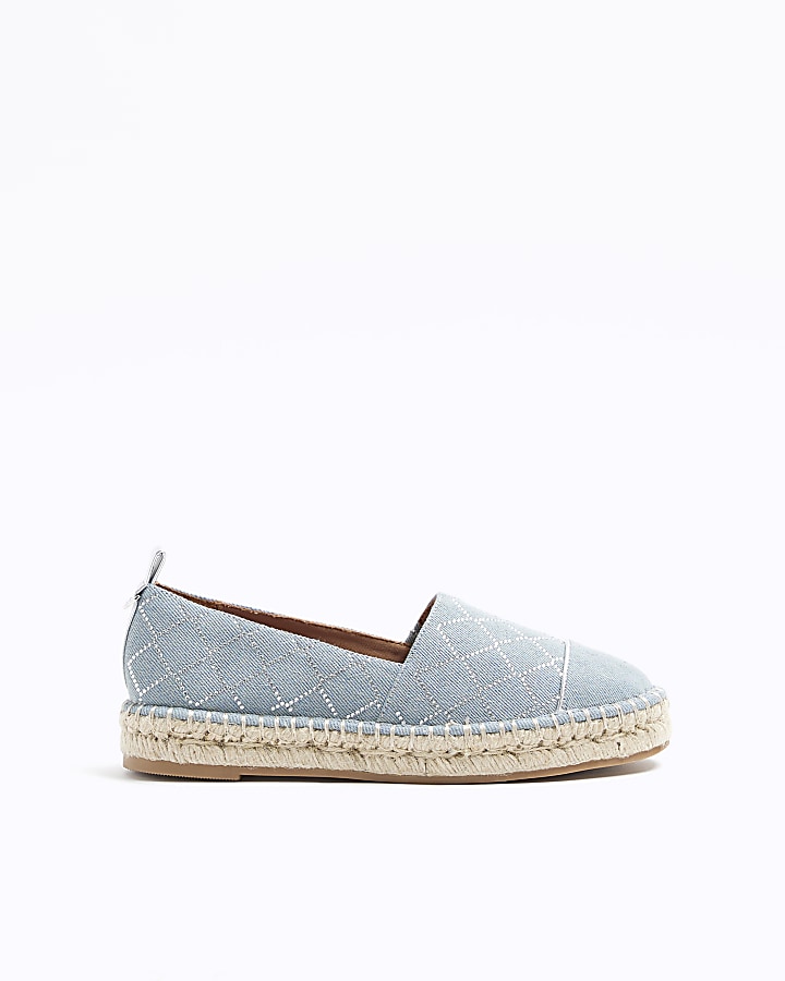 Blue denim diamante espadrille shoes