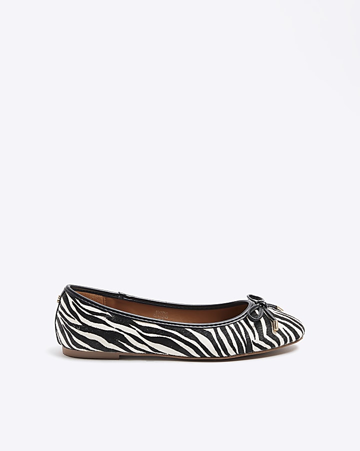 White animal print ballet pumps | River Island