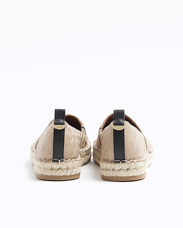 Beige wide fit quilted espadrille shoes