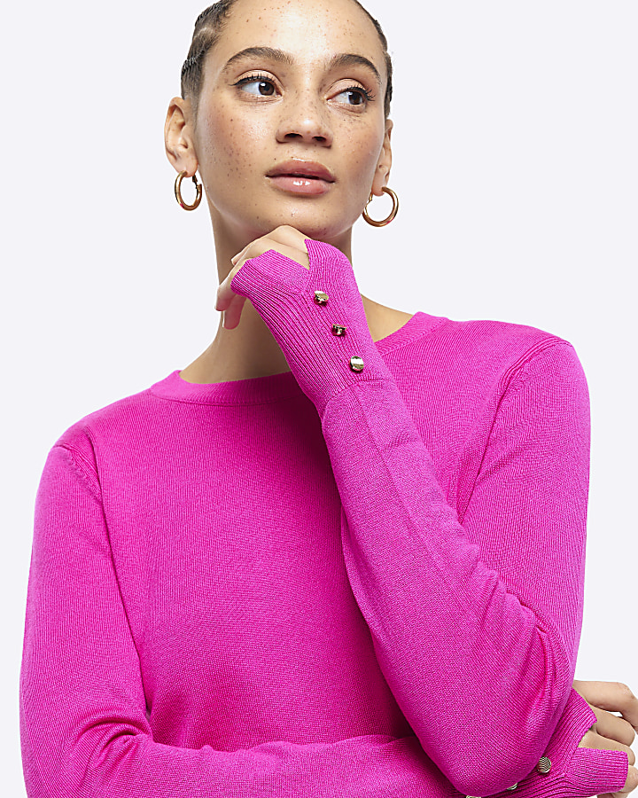 Pink knitted long sleeve top