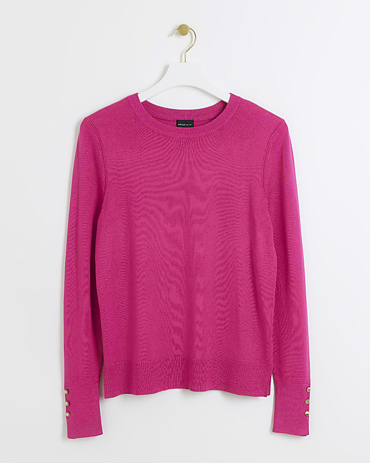 Pink knitted long sleeve top