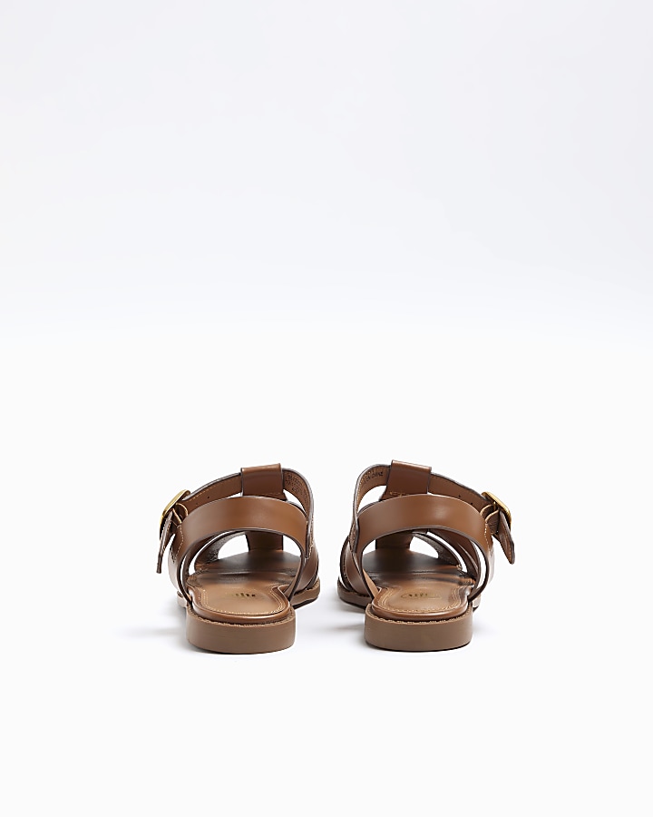 Brown Gladiator Flat Sandals