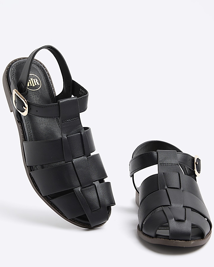 Black Gladiator Buckle Sandals