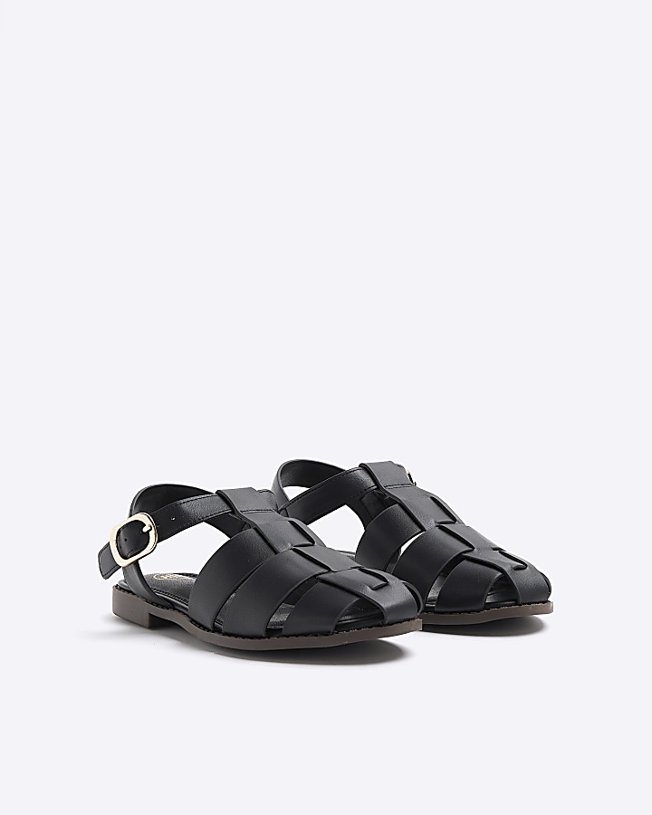 Black Gladiator Buckle Sandals