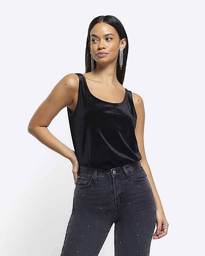 Velvet shop vest top