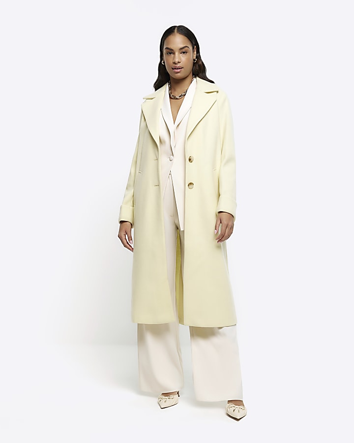 Yellow button up longline coat