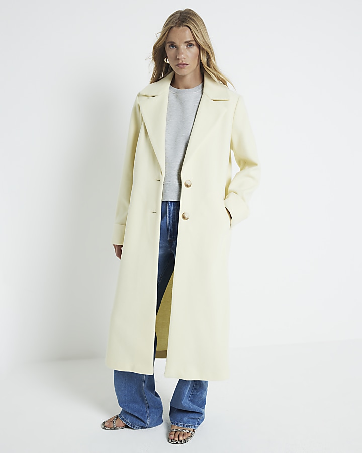 Yellow button up longline coat