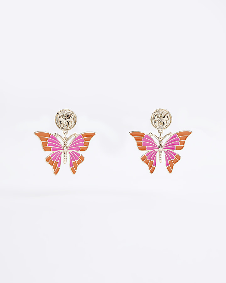 Gold Butterfly Stud Earrings