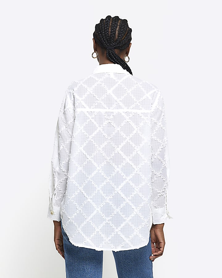 White textured quilted shirt