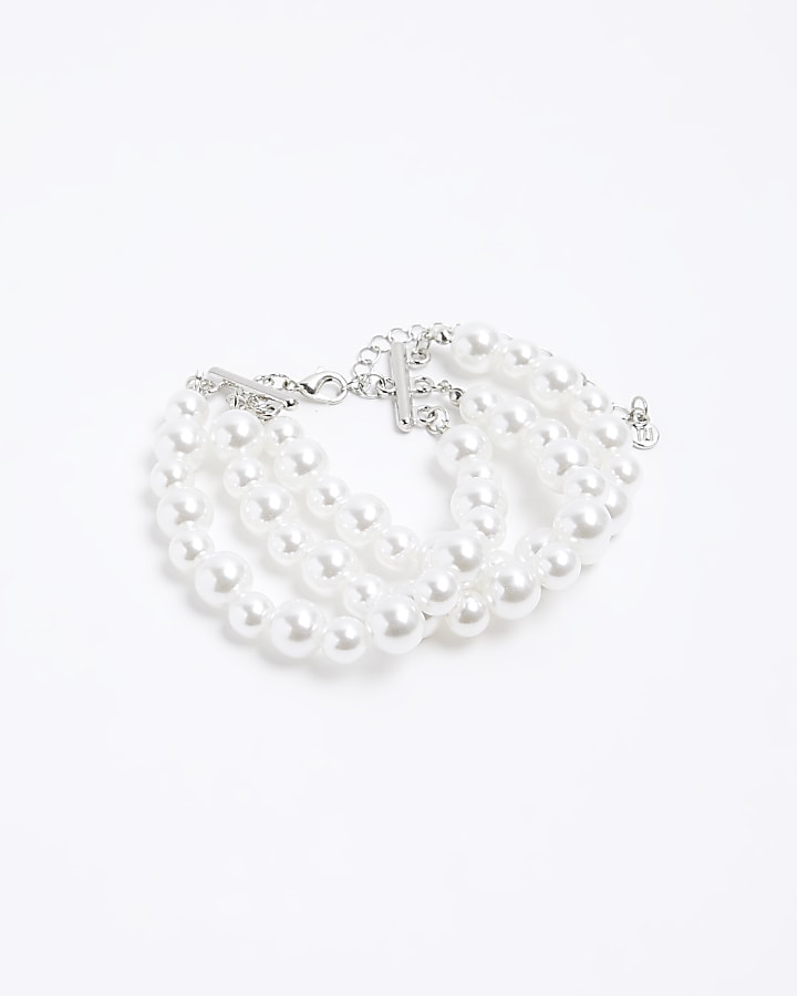 White Pearl Multirow Bracelet