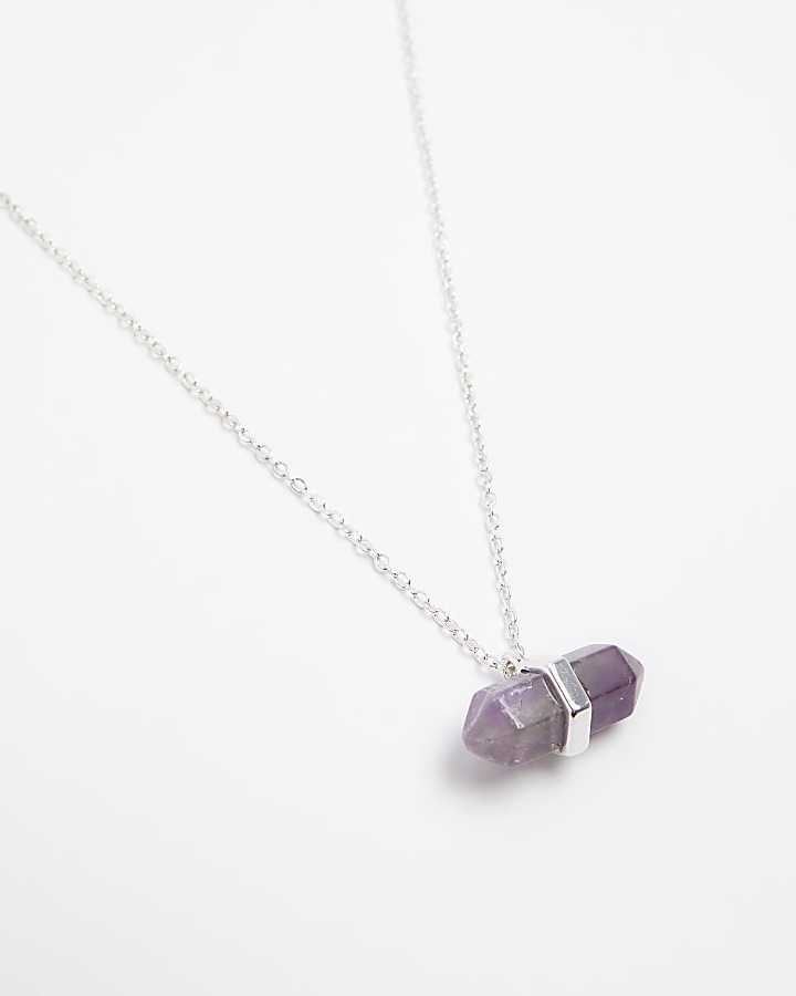 Silver Amethyst Stone Necklace