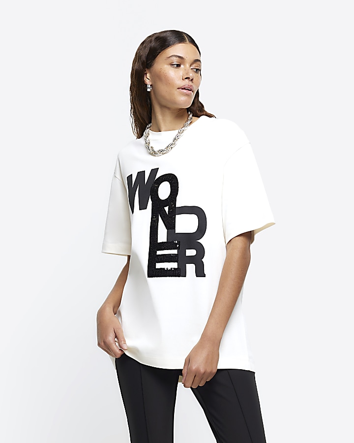 Sequin logo t clearance shirt