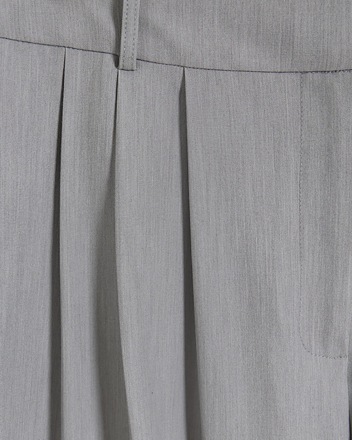 Petite grey side stripe wide leg trousers