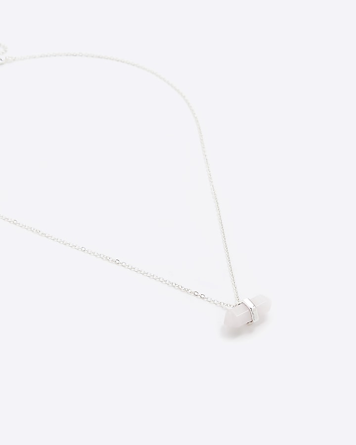 Silver Quartz Stone Necklace