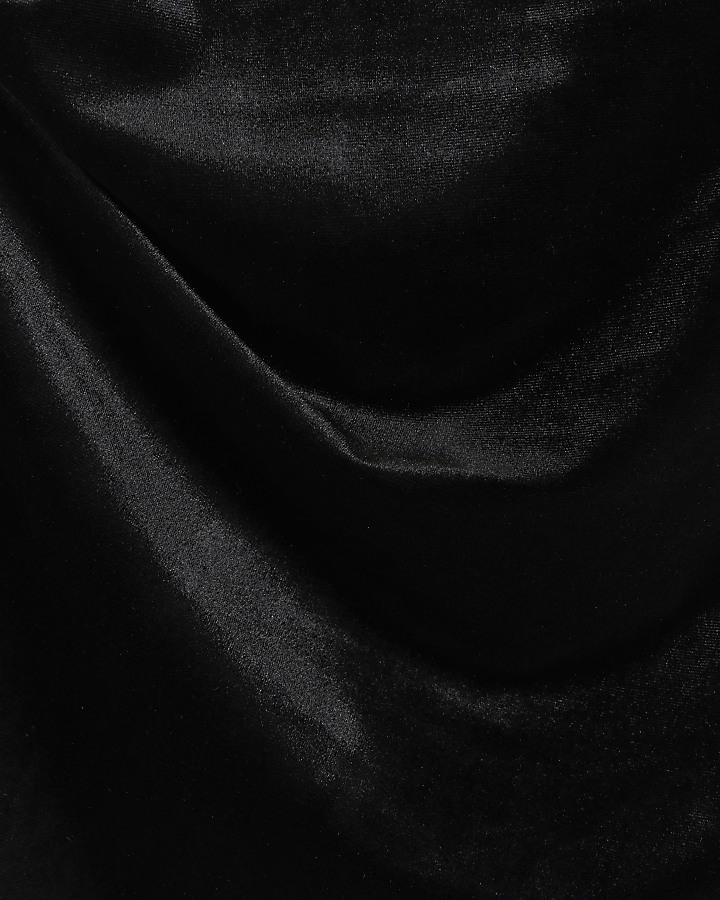 Black velvet asymmetric bandeau top