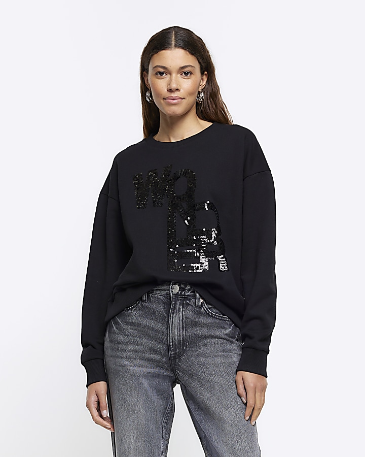 Black sequin sweatshirt